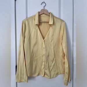 Piper long sleeve satin shirt in candied citrus yellow